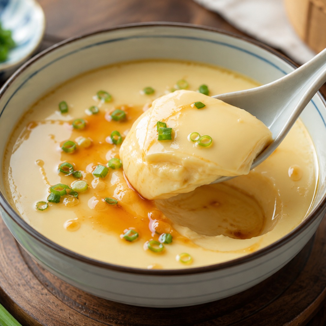 Steamed Egg Custard Steam plated dish