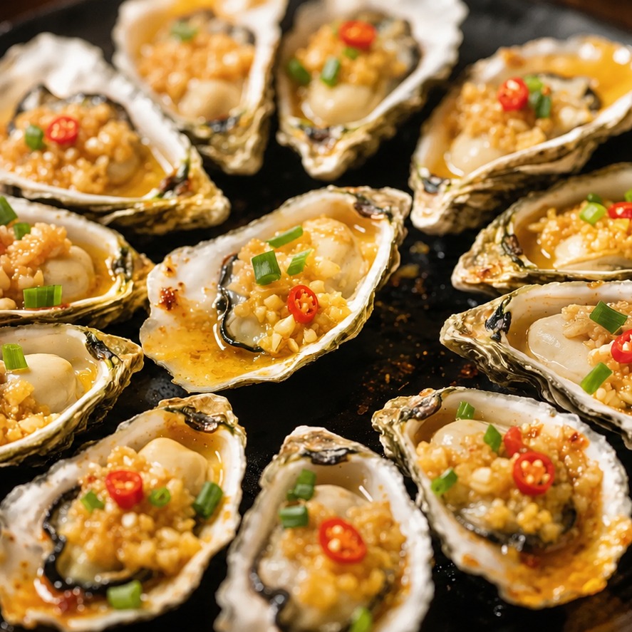 Garlic-Baked Oysters Bake plated dish