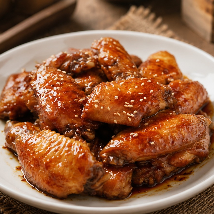 Cola Chicken Wings Pan-fry plated dish