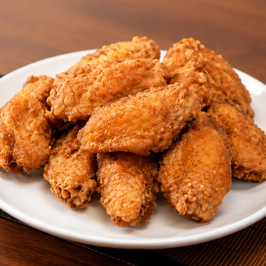 Salt-and-Pepper Chicken Wings Pan-fry plated dish