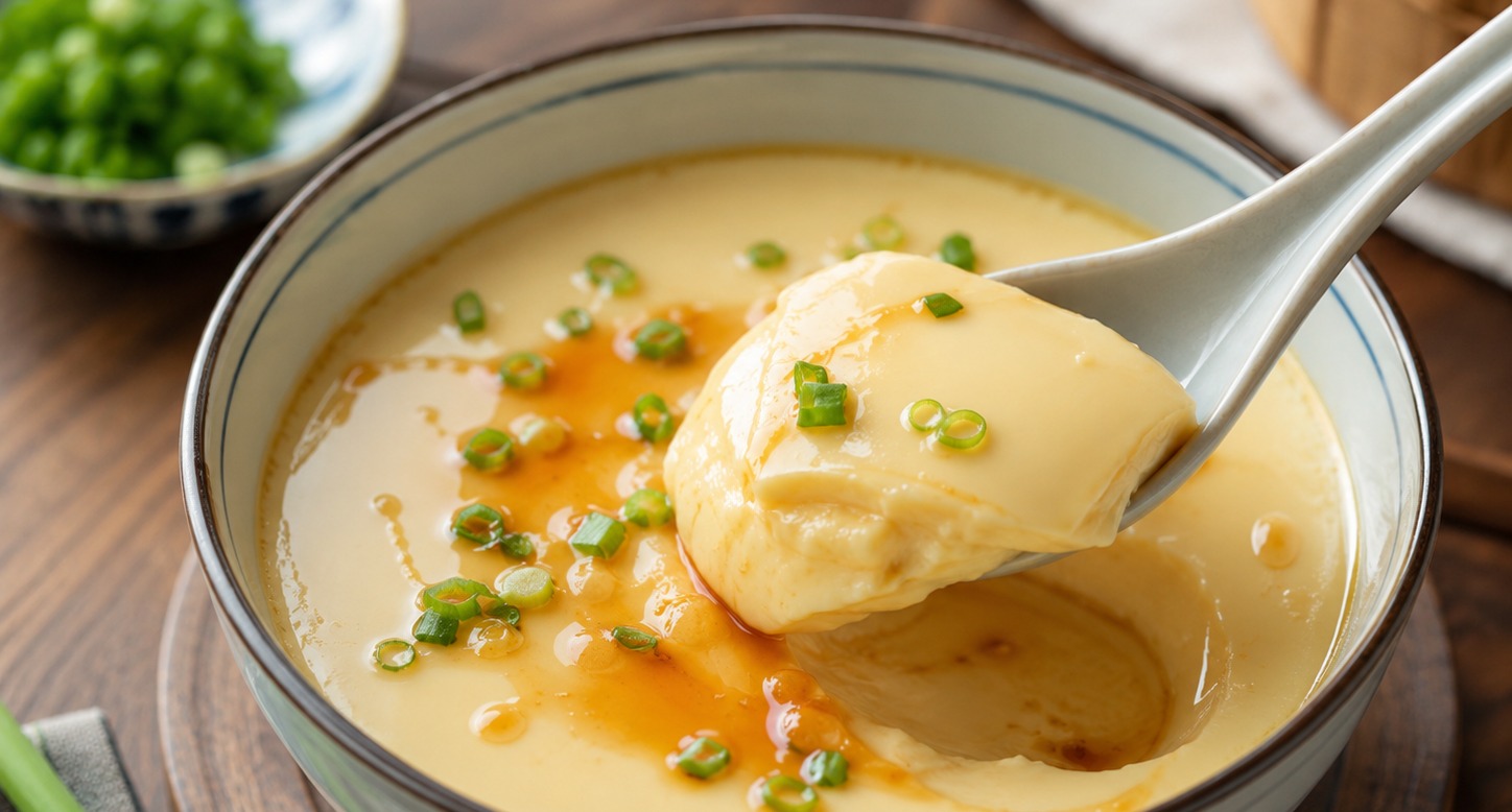 Steamed Egg Custard Steam plated dish