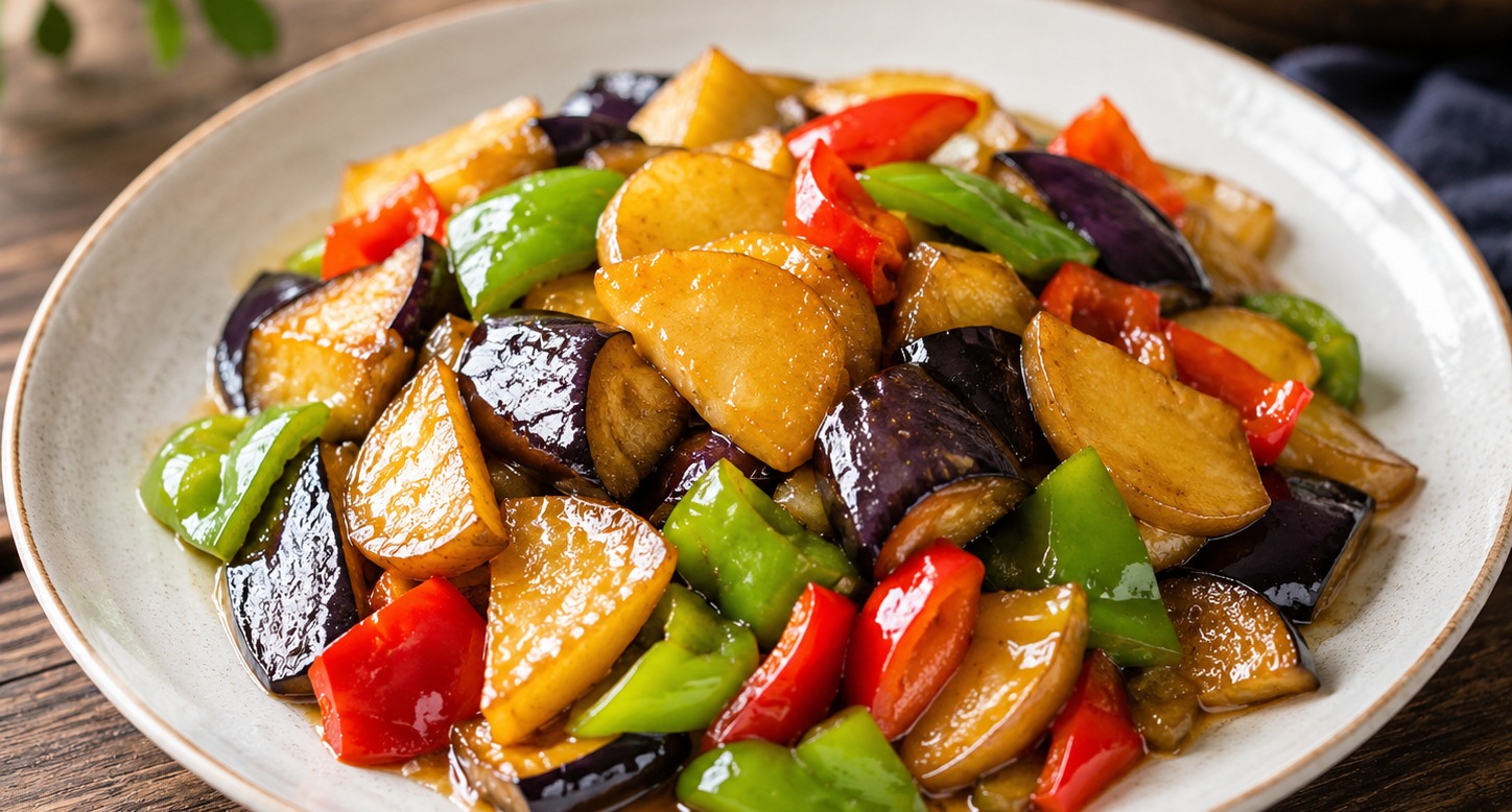 Di San Xian Stir-fry plated dish