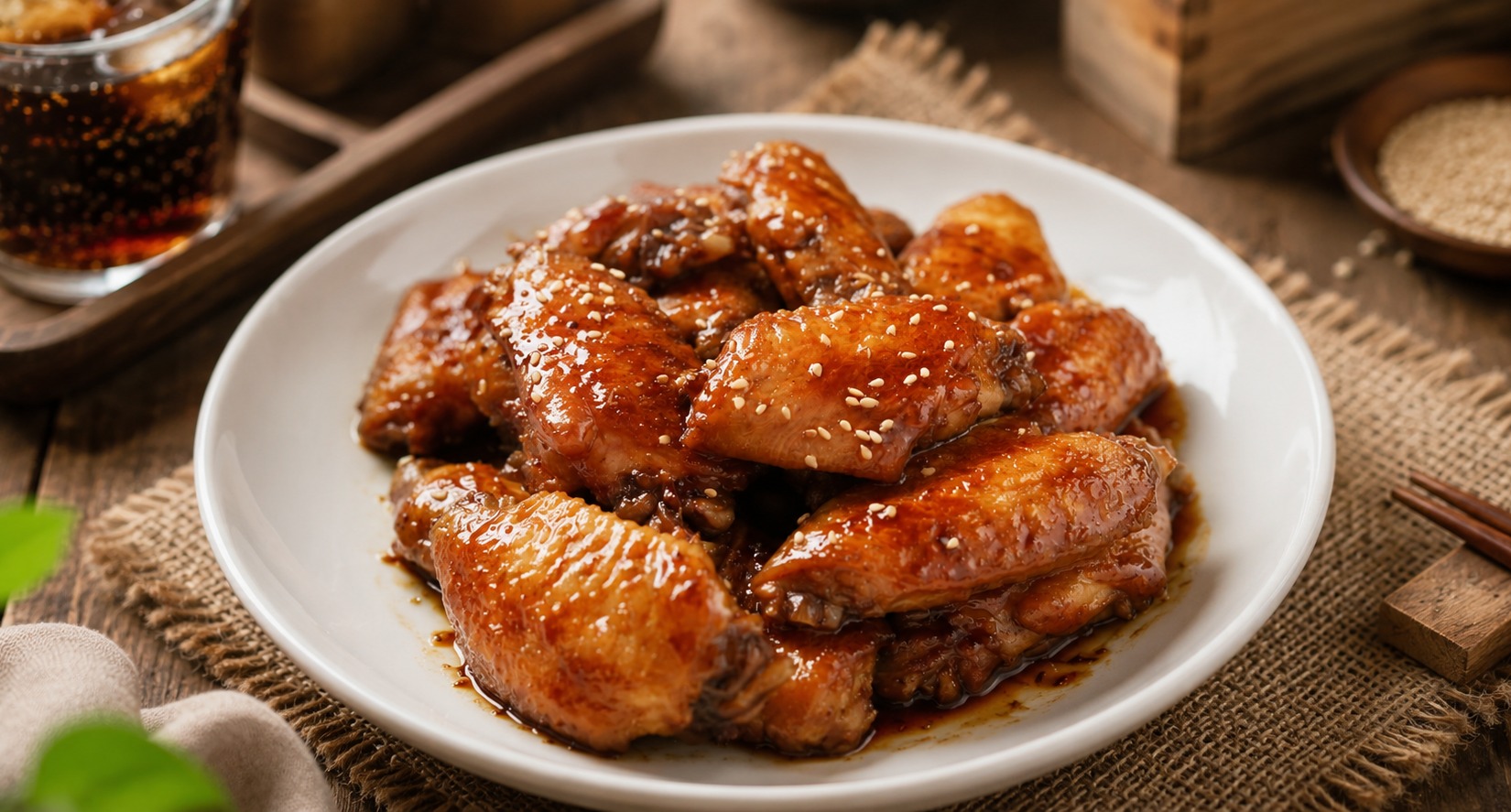 Cola Chicken Wings Pan-fry plated dish