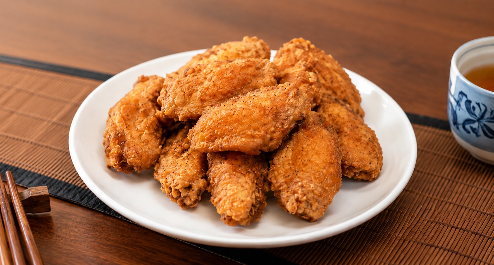 Salt-and-Pepper Chicken Wings Pan-fry plated dish
